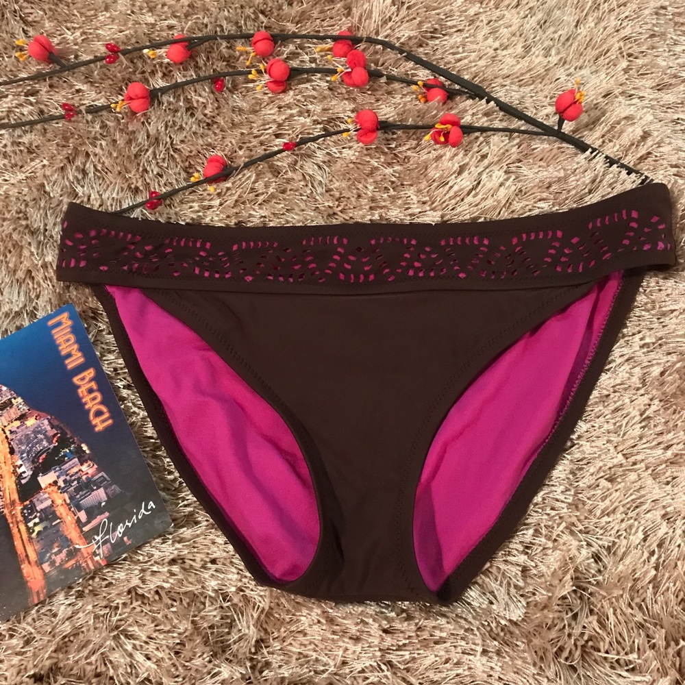 Brown Bikini Bottoms W/Pink Cutouts